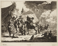 TvB G 3211
<br/>
De trompetter in het kamp
<br/>
<em>Visscher, Jan de (ca. 1636-na 1692)</em>